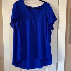 Torrid royal blue tunic blouse with half zipper